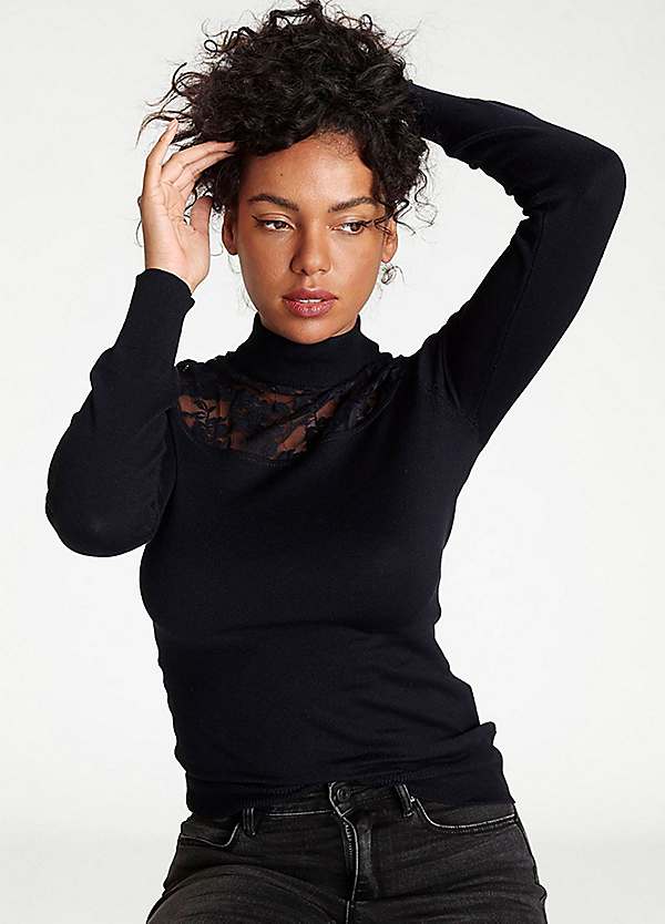 Melrose Lace Insert High Neck Jumper