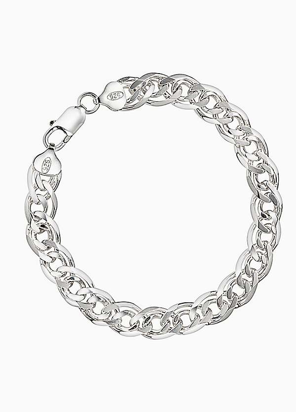 Large Double Link Bracelet 9mm Width Sterling Silver Large Double Link Bracelet 9mm Width Sterling Silver