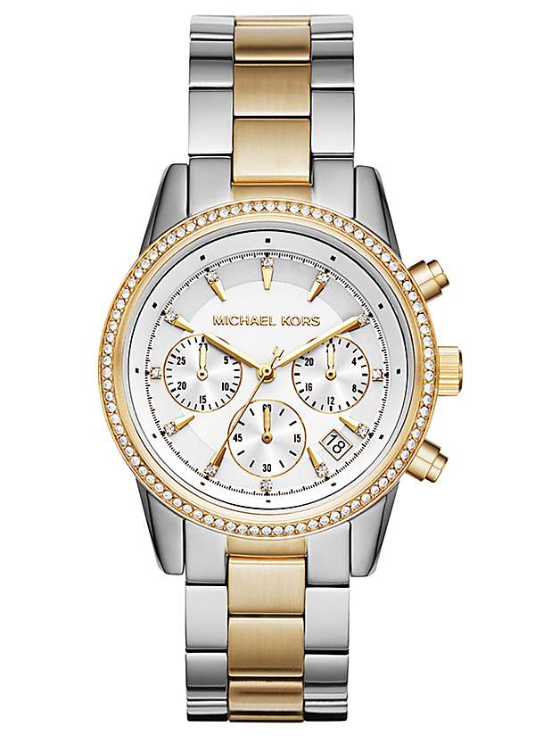 Michael Kors Ladies Ritz Two Tone Chronograph Bracelet Watch