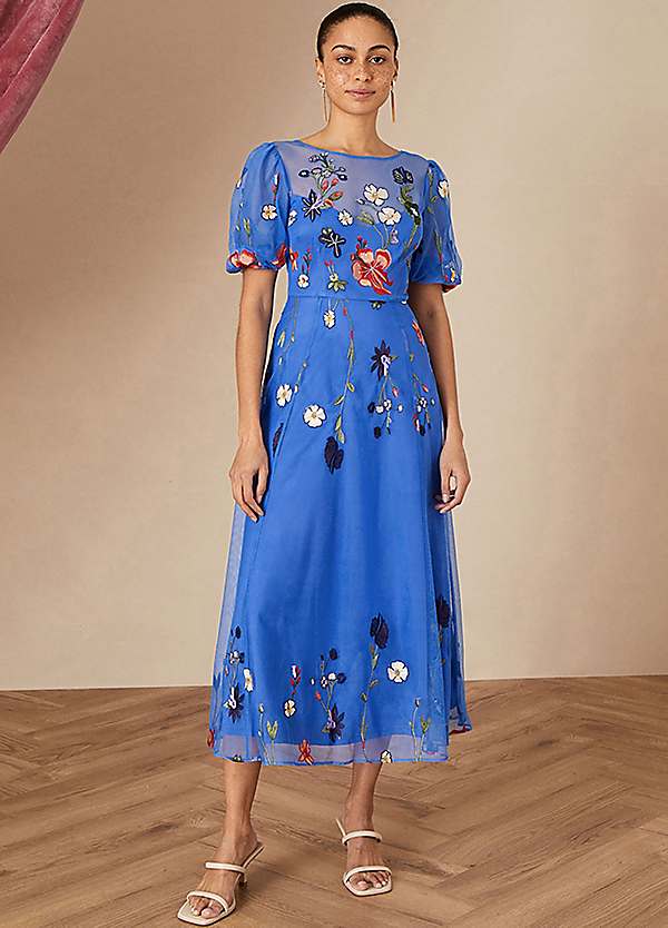 Monsoon 'Andrea' Embroidered Midi Dress ...
