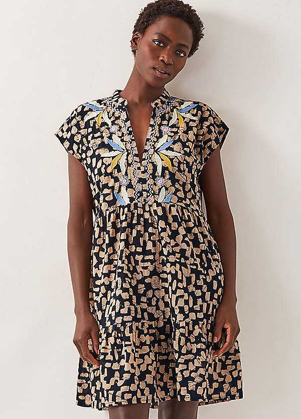 Monsoon Ania Embroidered Batik Mini Dress | Freemans