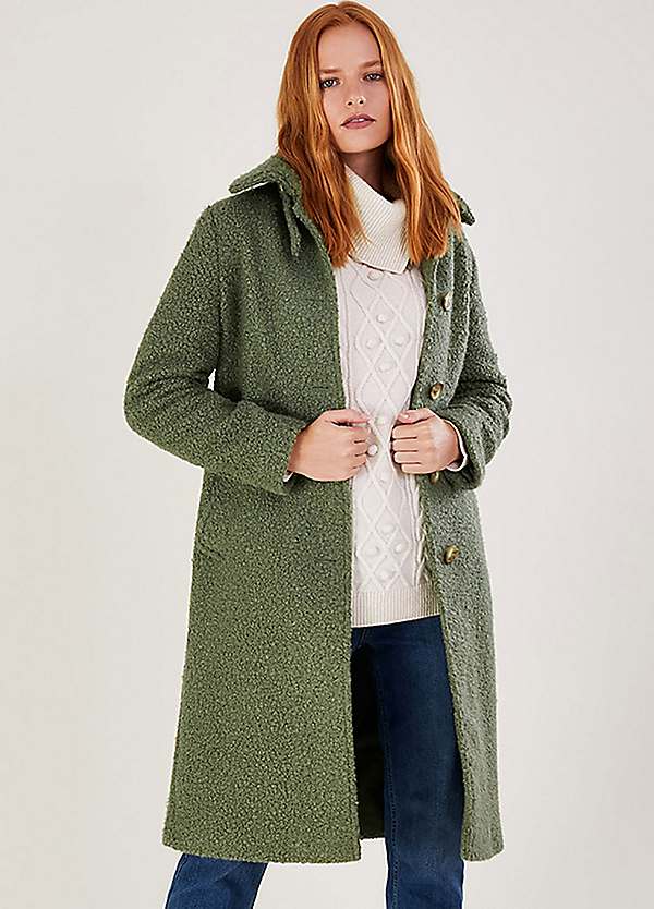 Blair Boucle Single Breasted Belt Coat Green