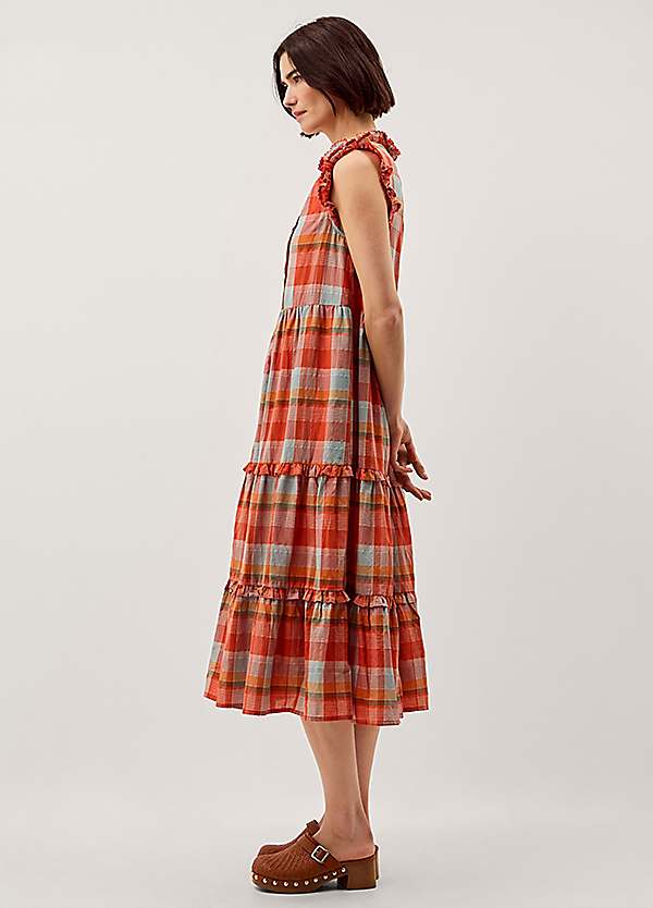 Monsoon Cecily Check Print Tiered Midi Dress | Freemans
