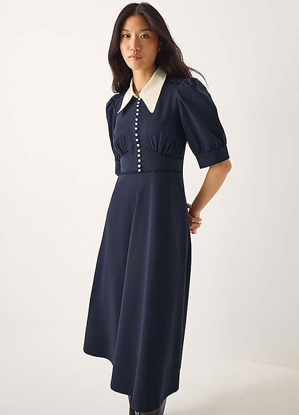 monsoon jersey dress Clay Collar Midi - Navy Lost and Wander dress