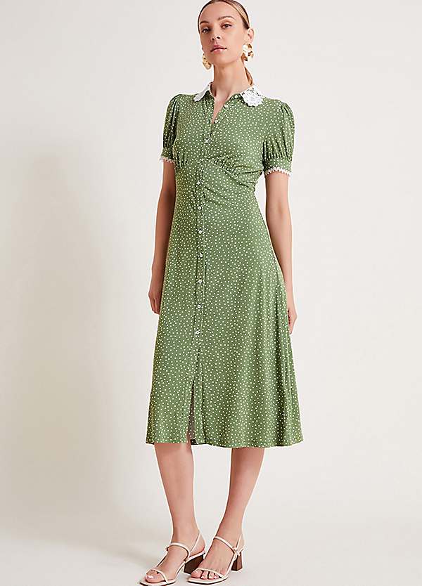 midi knit dresses Green Ribbed Midi Dress