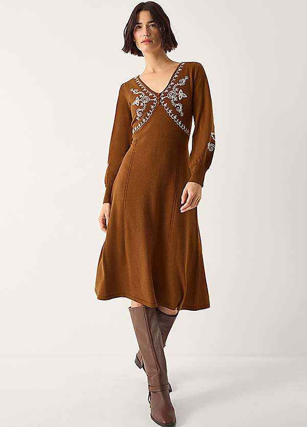 monsoon knitted dresses Pleat Cuff Short Knit Dress Purple