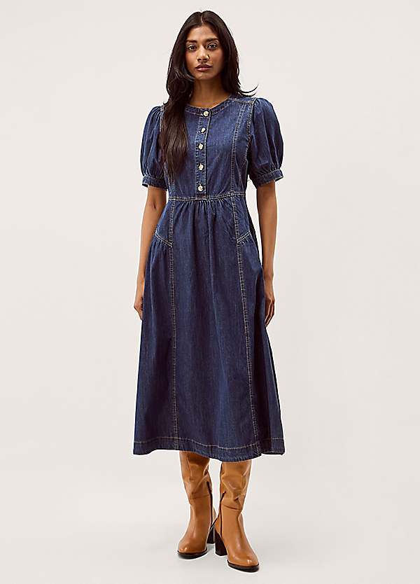 ellison denim midi dress Monsoon Eliza Puff Sleeve Size:15½ 34/35 «߫˫ï«ó«Ô?«¹ BABEYOND Classic Contrast Panel Womens dresses rich fabric remains comfortable