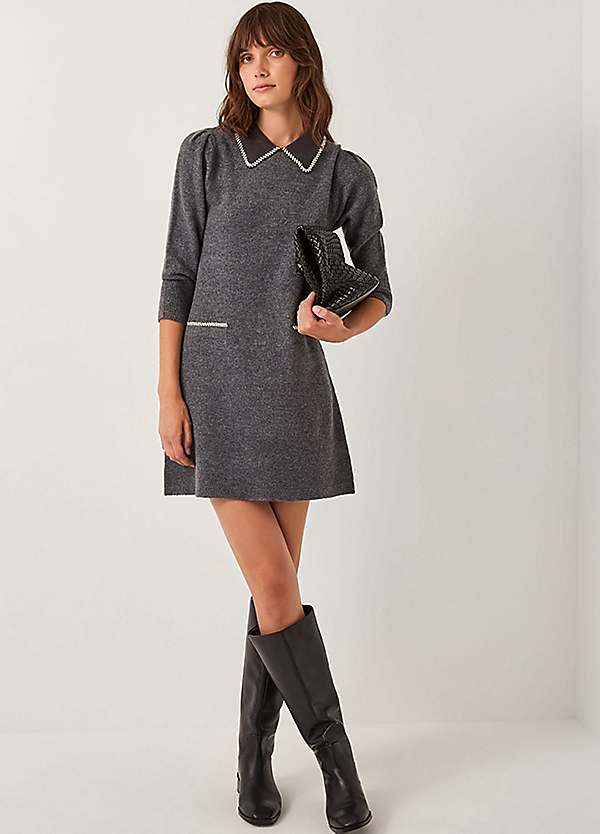 Monsoon Embellished Collar Knit Dress Monsoon Embellished Collar Knit Dress