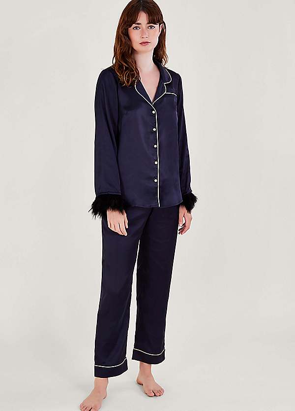 Monsoon Fia Feather Trim Pyjama Set