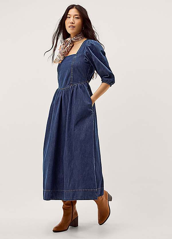 something navy denim dress Cosmala Long Sleeve Mini / Indigo Blue | MESHKI off shoulder wedding dress go piece your wardrobe Ibiza Metallic Crochet Maxi Material:Viscose