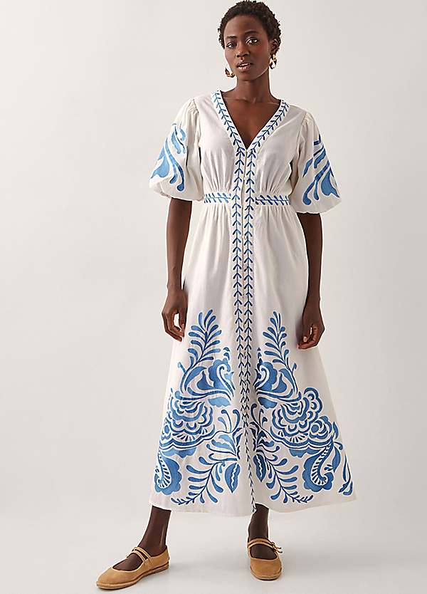 Monsoon Maria Embroidered Puff Sleeve Maxi Dress | Freemans Monsoon Maria Embroidered Puff Sleeve Maxi Dress | Freemans