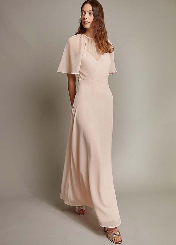 white christmas dresses Edie Flared Sleeve Maxi Dress With Scarf | Arcadian Blue | Dresses