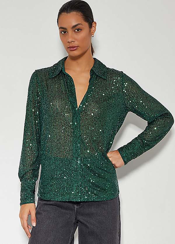 sheer sparkly shirt