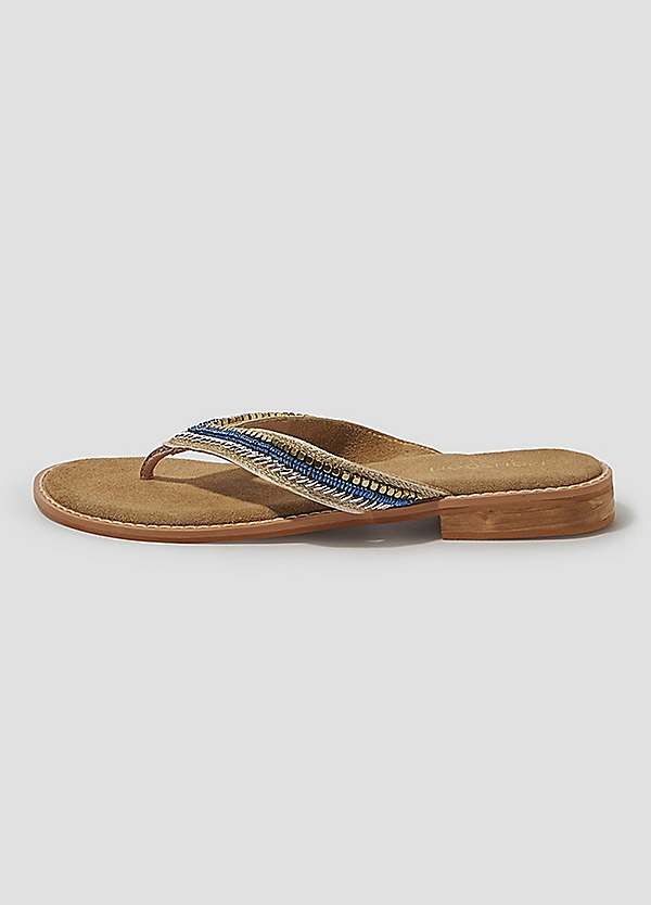 Monsoon Sia Beaded Leather Flip Flop Sandals Freemans