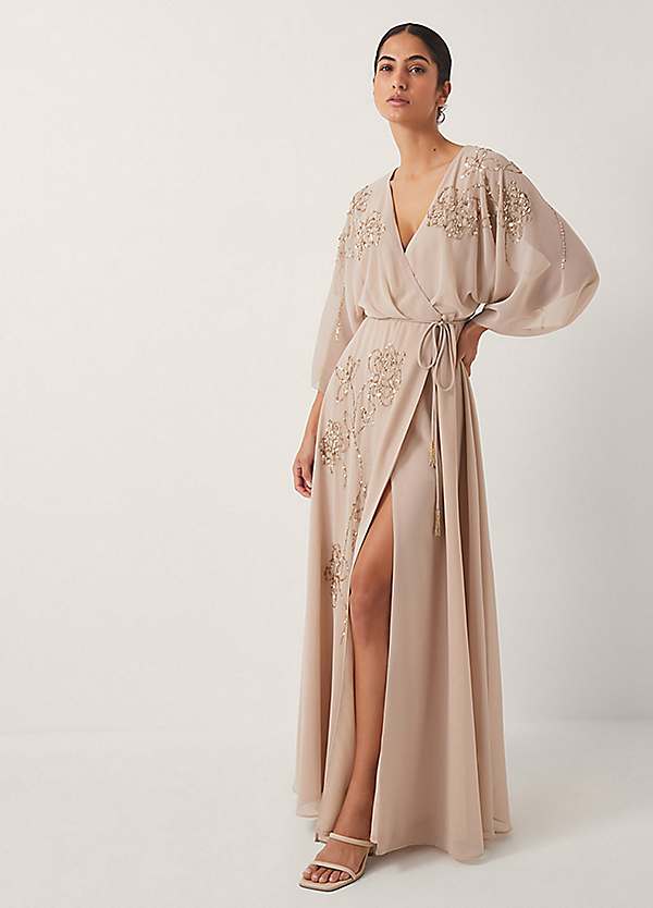 Monsoon Skyla Floral Embellished Maxi Wrap Dress | Freemans