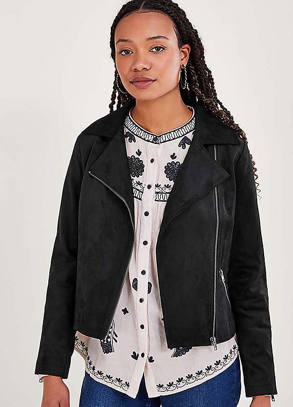 faux suede moto jacket women's