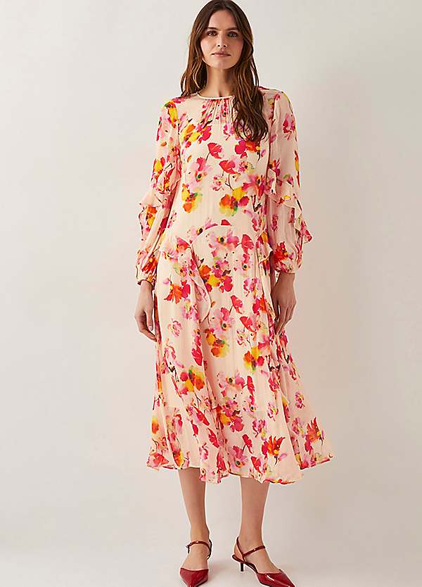 monsoon floral midi dress Womens Monsoon Black Eleni Floral Embroidered Midi Dress US 20