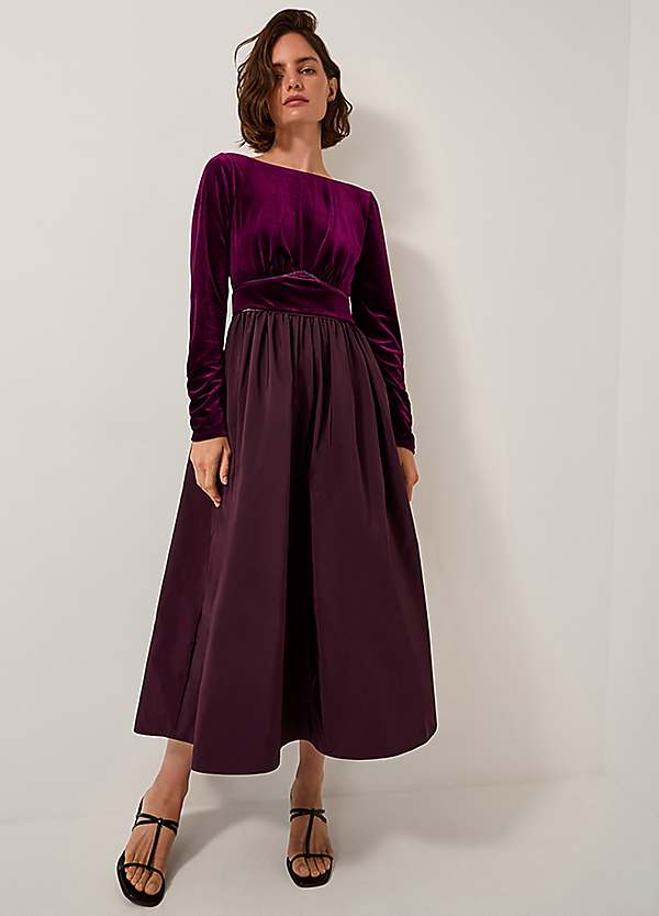 strapless open back dress Rosie Velvet Dress in Red