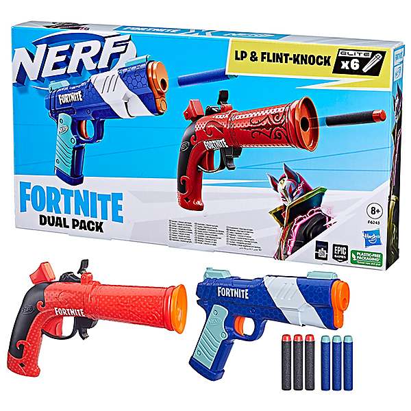 Nerf Fortnite Dual Pack Includes 2 Fortnite Blasters and 6 Nerf