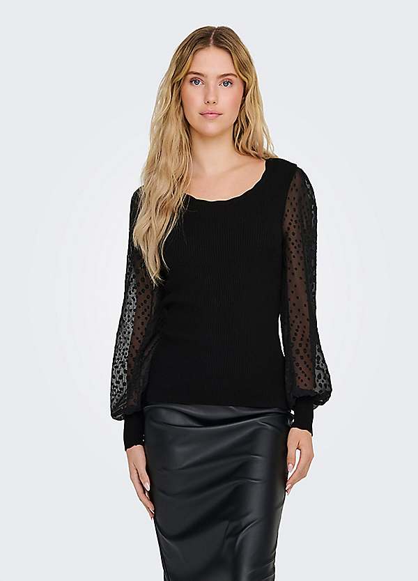 Jumper with sheer sleeves hotsell