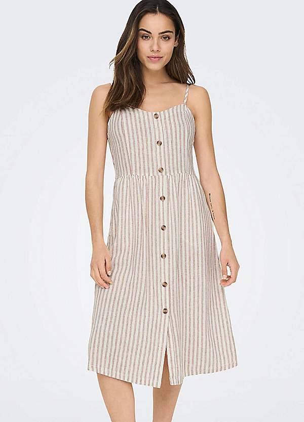 Only Striped Linen Blend Summer Dress