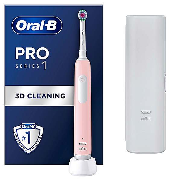 Oral-B Pro Series 1 Pink Electric Toothbrush, Designed by Braun