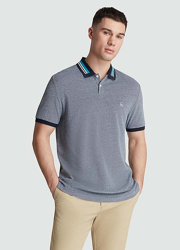 Original Penguin Birdseye Pique Short Sleeve Polo Shirt In Dark