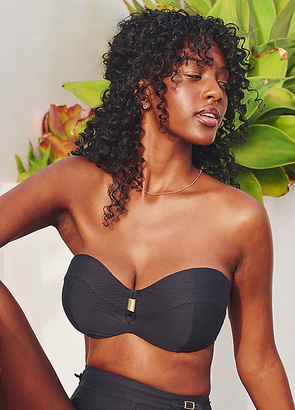 The Mykonos - Textured Black Bandeau Top