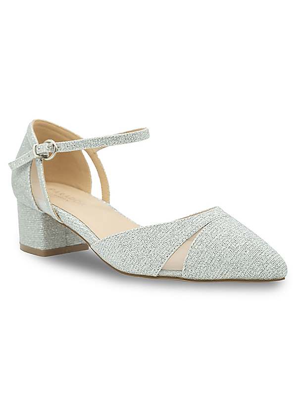 Silver block heel court shoes shops