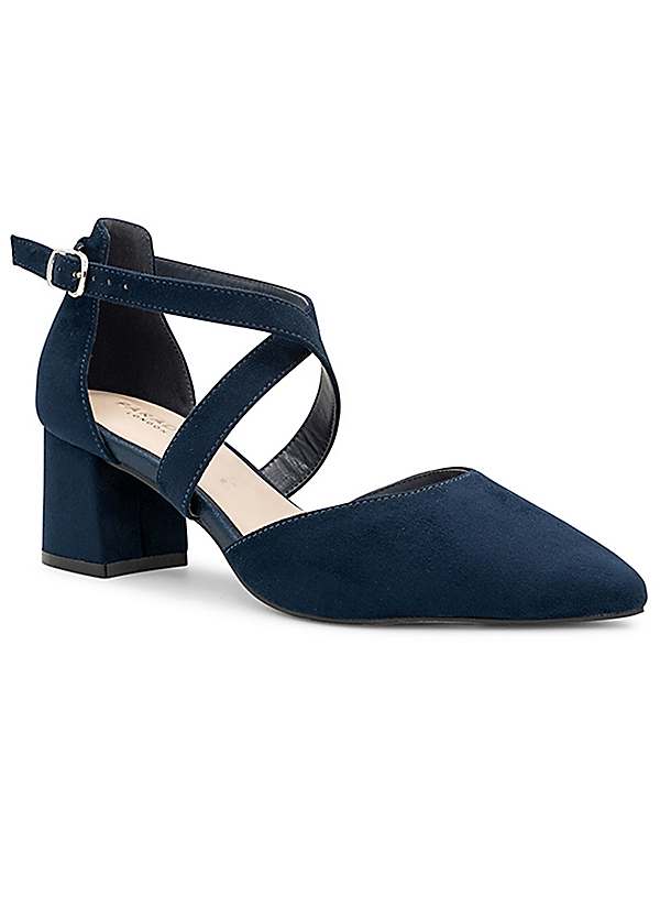 Paradox London Micro Suede 'Ffion' Mid Block Heel Cross Strap