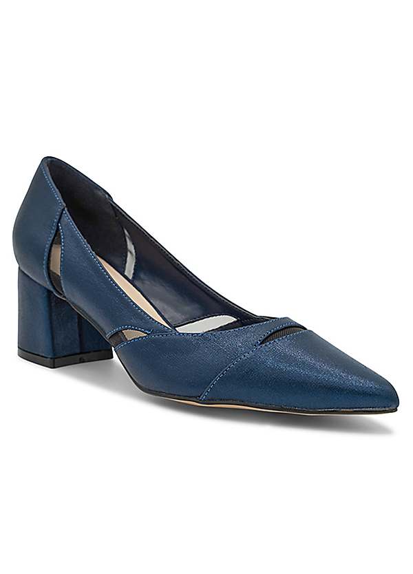 Block heel navy court cheap shoes