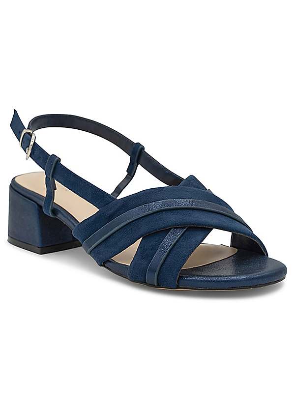 Paradox London Navy Wide Fit Faux Leather 'Nancy' Sling Back Low