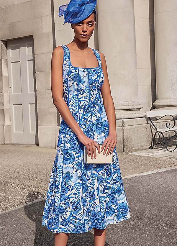 【関税込】PhaseEight ワンピース☆Goldie Floral Midi Dress, B Phase Eight Goldie Floral Midi Dress, Blue