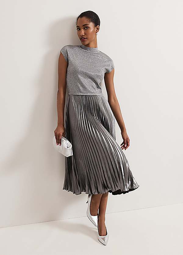 Phase Eight Jayla Metallic Knitted Dress | Freemans