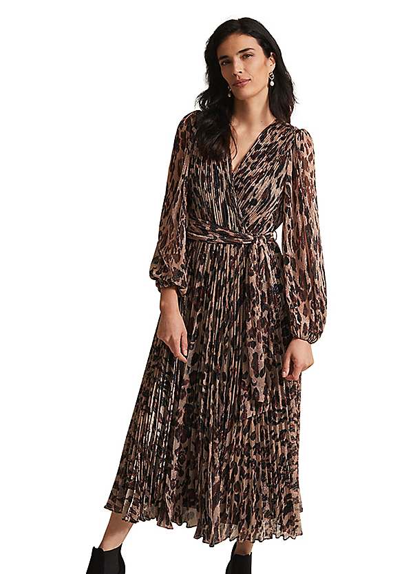 Leopard print hot sale plisse dress