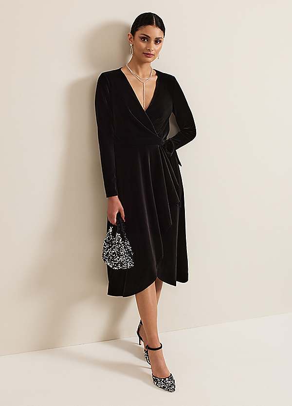 Velvet Wrap Dress Velvet Material Dress Green Velvet Wrap Front