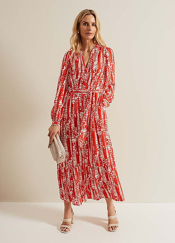 【Phase Eight】絵画風マキシドレス フェイズ エイト Phase Eight Dahlia Print Pleat Midaxi Dress