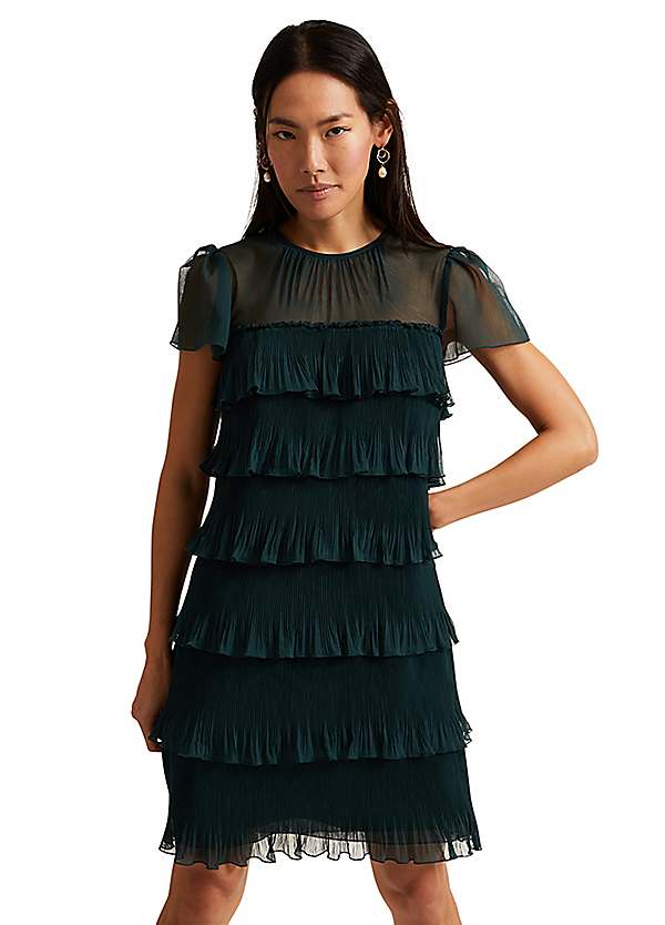 slim fit dress slacks Vintage Phase Eight Green Silk Velvet Blend Midi Sleeveless Dress -  Occasion - 90s