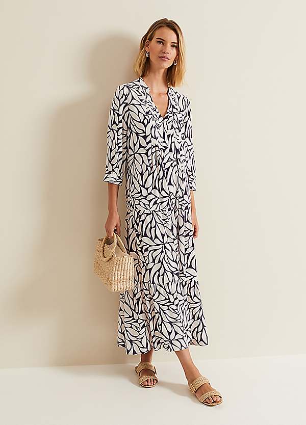 ★Phase eight Penele アブストラクトプリント 上質ワンピ★ Phase Eight Penele Geo Zip Midi Dress | Freemans