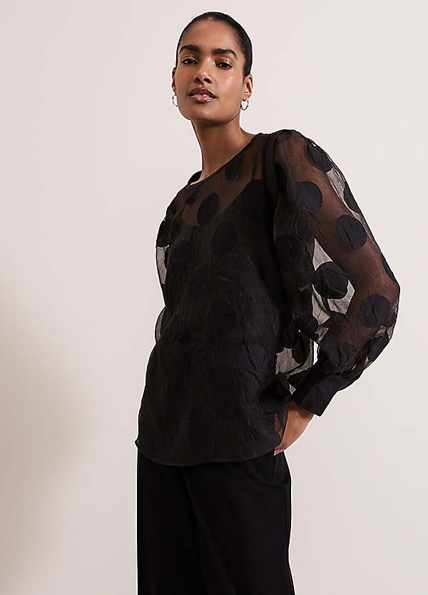Phase Eight Siera Spot Jacquard Blouse | Freemans