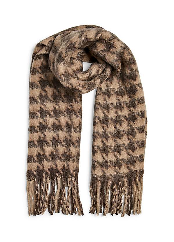 Pieces PCMaci Hot Fudge Houndstooth Long Scarf | Freemans