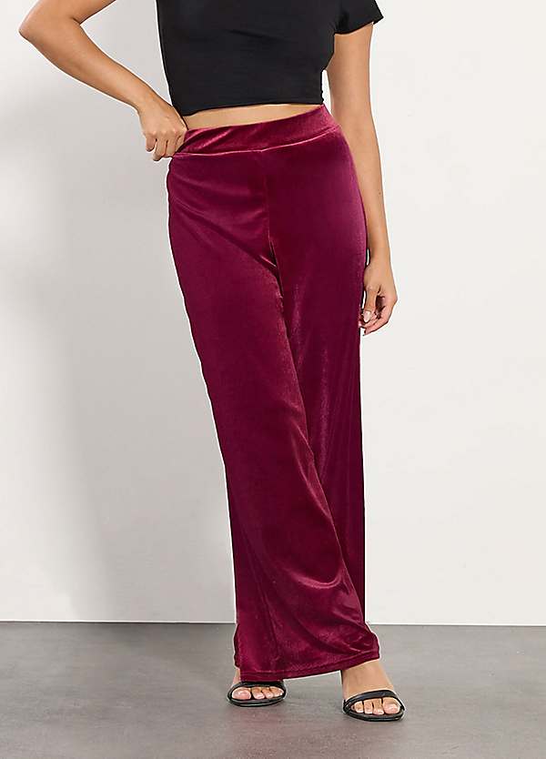 PixieGirl Petite Velour Wide Leg Trousers
