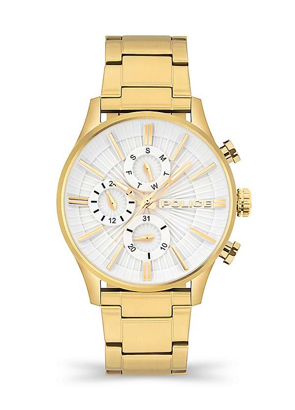 Police Barter Gold Plated Multi Dial Men s Watch Freemans