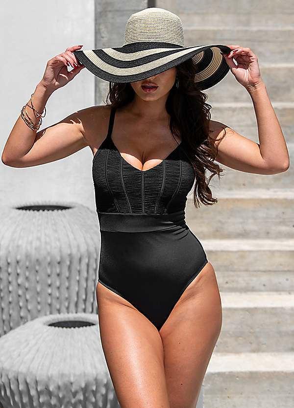 Pour Moi Ruched Pleated Control Swimsuit Freemans