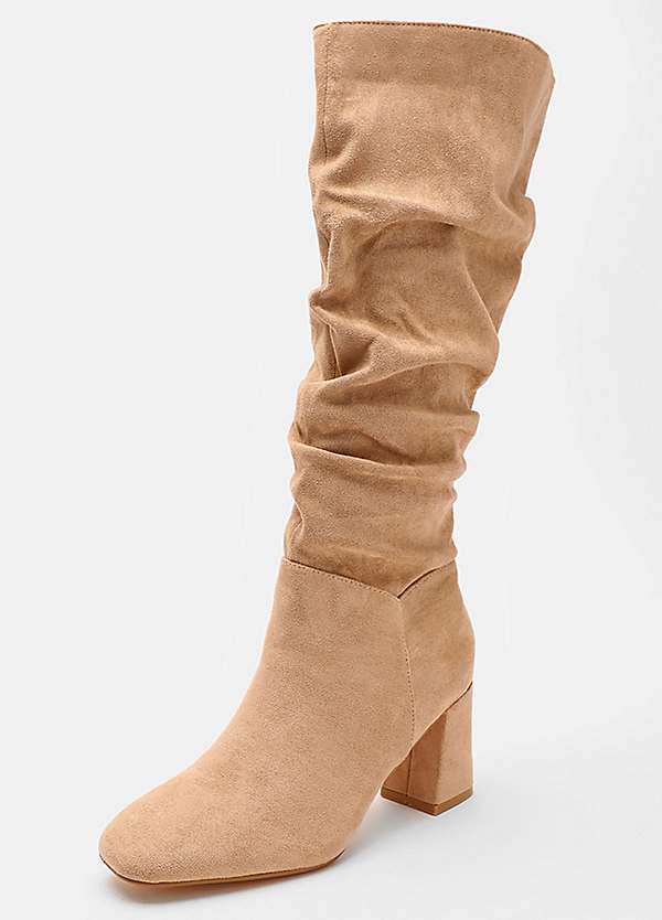 Faux suede sale block heel boots