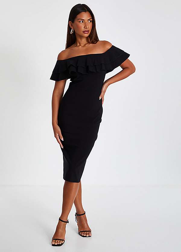 Quiz black frill dress hotsell