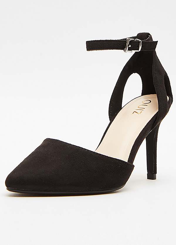 Quiz Black Faux Suede Court Heels