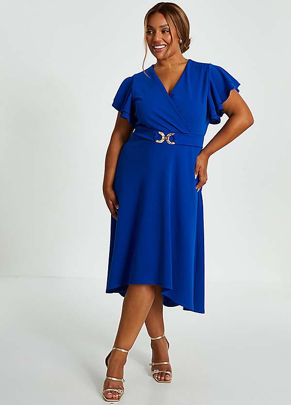 Royal blue dip shops hem dress