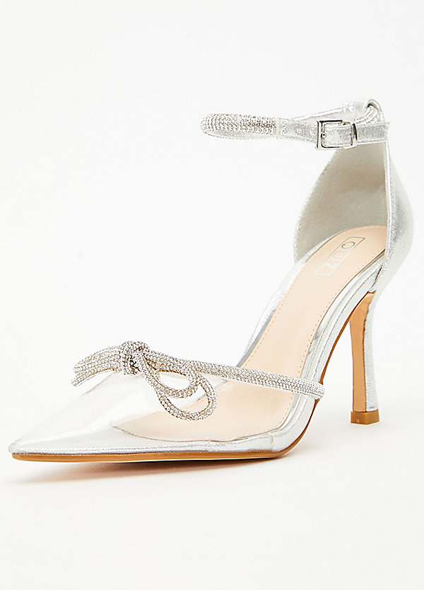 Quiz low best sale heel silver sandals