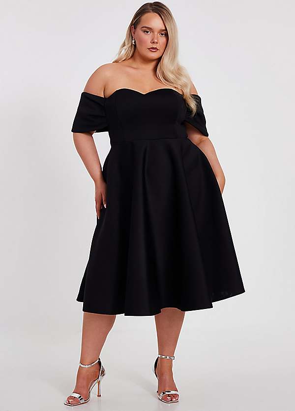 black and white long sleeve midi dress Maddie Long Sleeve Midi Dress